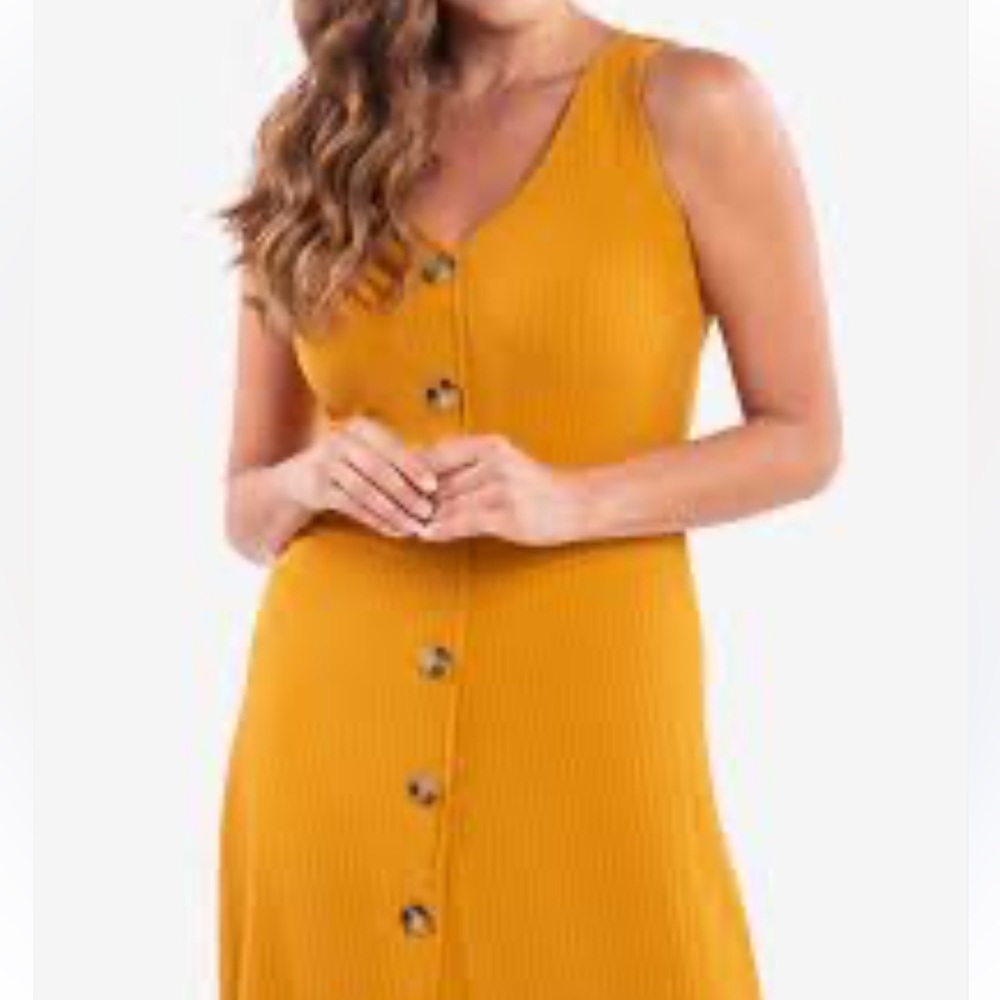 Forever 21‎ Plus button front ribbed knit mustard tank dress 3X